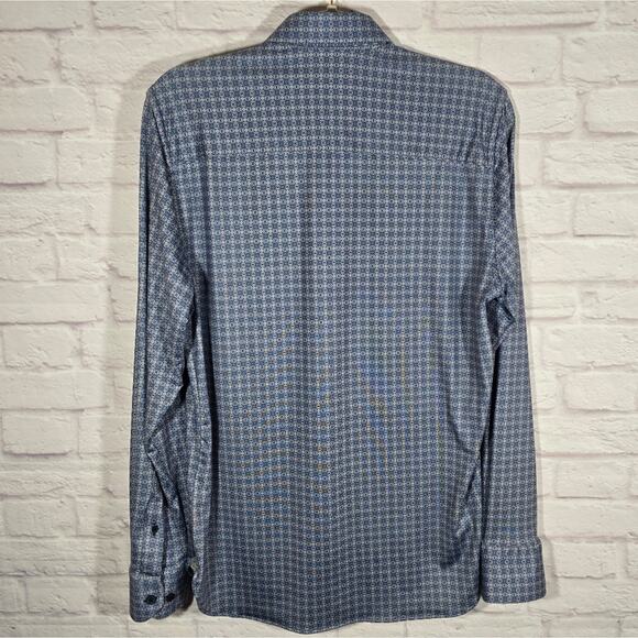 O Visconti Black Blue Performance Stretch Floral Long Sleeve Button Up Shirt S - Picture 5 of 11